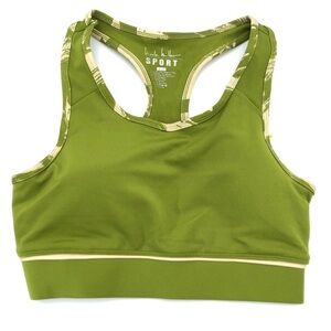 Nicole Miller Sport Green Tan Padded Sports Gym Bra S